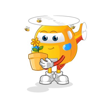helicopter with a flower pot. character vector