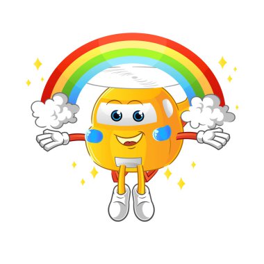 helicopter with a rainbow. cartoon vector