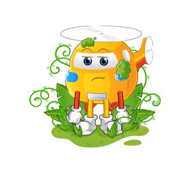 helicopter waiting too long mascot. cartoon vector