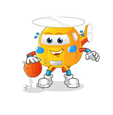 helicopter dribble basketball character. cartoon mascot vector