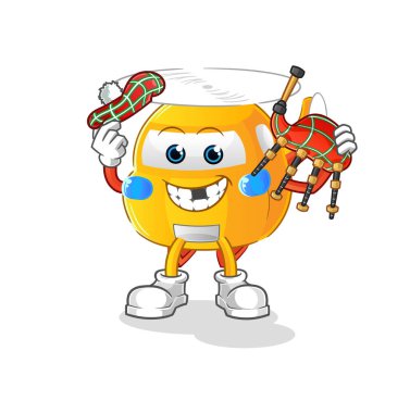 helicopter scottish with bagpipes vector. cartoon character