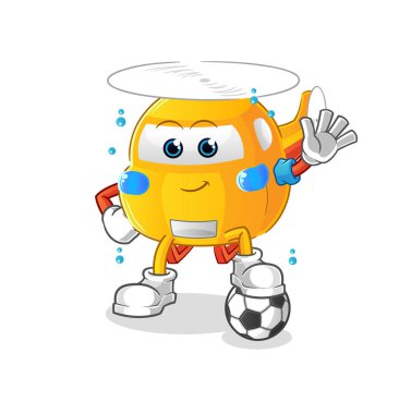 helicopter playing soccer illustration. character vector