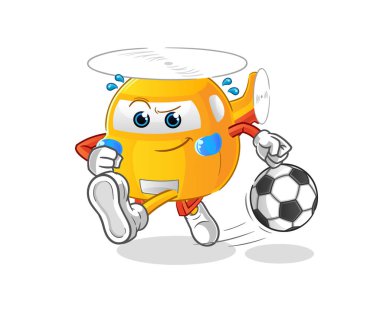 helicopter kicking the ball cartoon. cartoon mascot vector