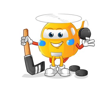 helicopter playing hockey vector. cartoon character