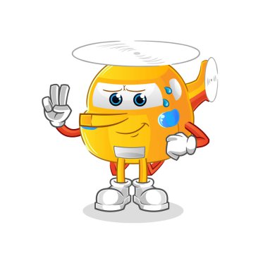 helicopter lie like Pinocchio character. cartoon mascot vector