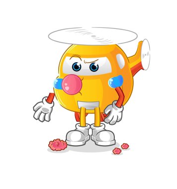 helicopter chewing gum vector. cartoon character