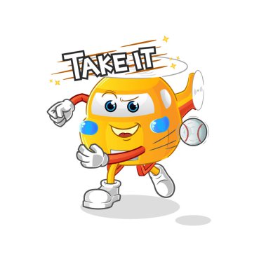 helicopter throwing baseball vector. cartoon character