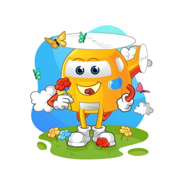 helicopter pick flowers in spring. character vector