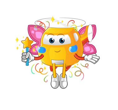 helicopter fairy with wings and stick. cartoon mascot vector