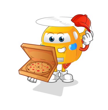 helicopter pizza delivery boy vector. cartoon character