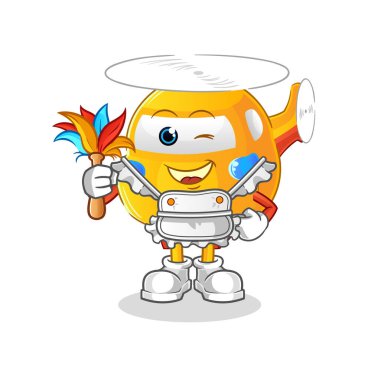 helicopter maid mascot. cartoon vector