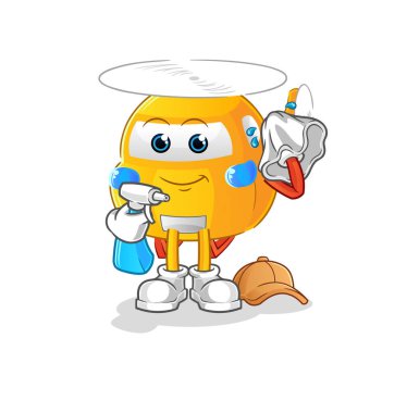 helicopter cleaner vector. cartoon character