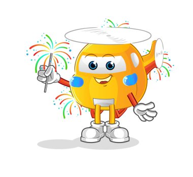 helicopter with fireworks mascot. cartoon vector