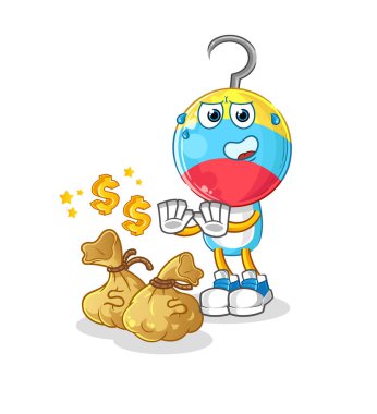 fishing bait head cartoon refuse money illustration. character vector