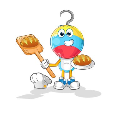 fishing bait head cartoon baker with bread. cartoon mascot vector