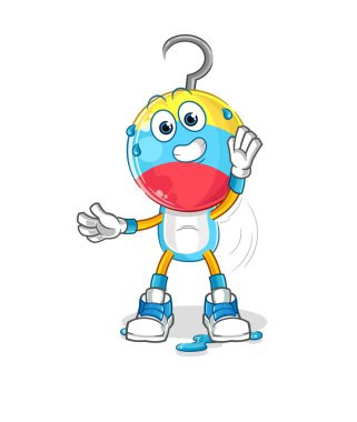 fishing bait head cartoon stretching character. cartoon mascot vector