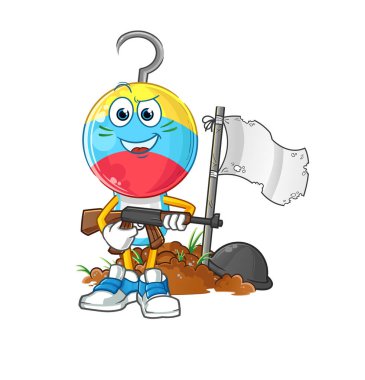 fishing bait head cartoon army character. cartoon mascot vector