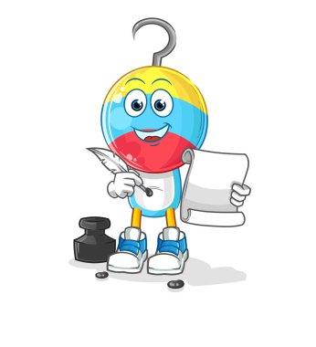 fishing bait head cartoon writer vector. cartoon character