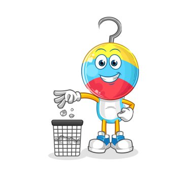 fishing bait head cartoon Throw garbage mascot. cartoon vector
