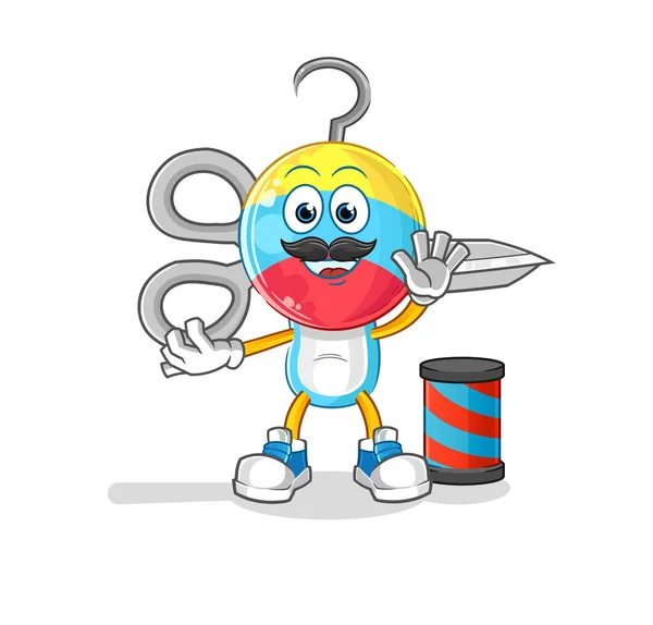 Fishing Bait Head Cartoon Barber Cartoon Mascot Vector — Stockový vektor
