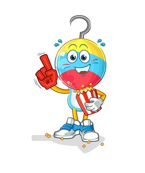 Fishing Bait Head Cartoon Fan Popcorn Illustration Character Vector — ストックベクタ