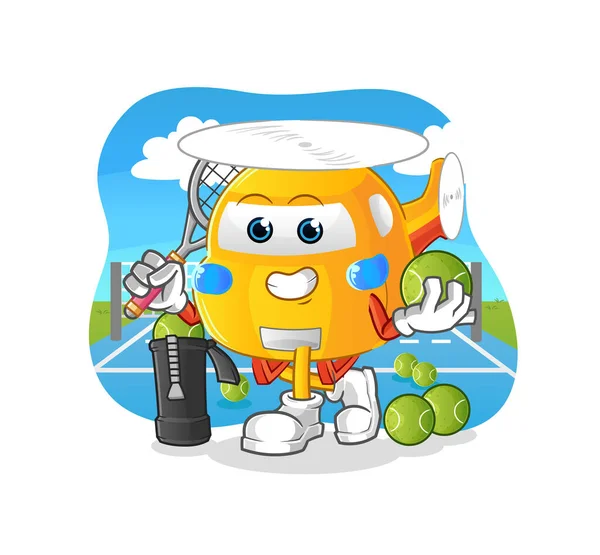 Helicopter Plays Tennis Illustration Character Vector – Stock-vektor