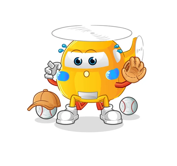 Helicopter Baseball Catcher Cartoon Cartoon Mascot Vector — Stock Vector