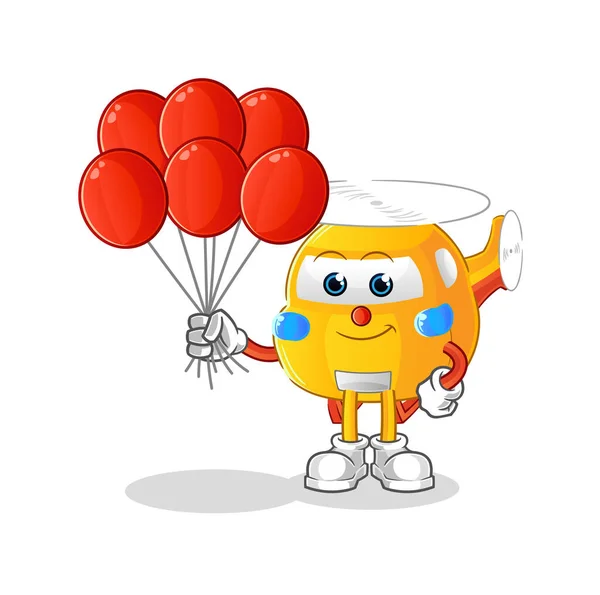 Helicopter Clown Balloons Vector Cartoon Character — Archivo Imágenes Vectoriales