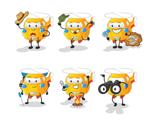 Helicopter Adventure Group Character Cartoon Mascot Vector — ストックベクタ