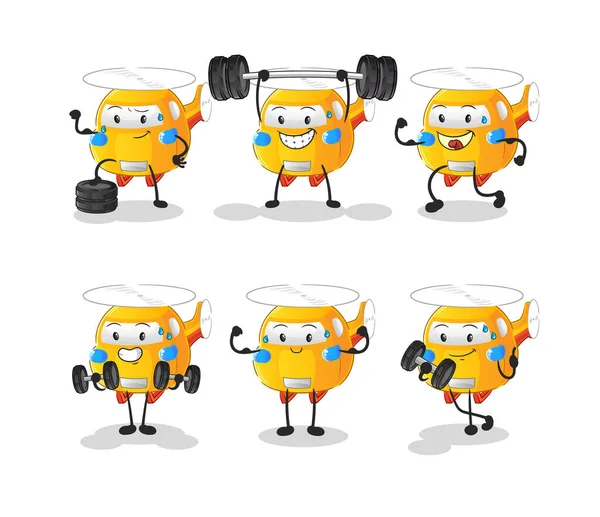 helicopter exercise set character. cartoon mascot vector