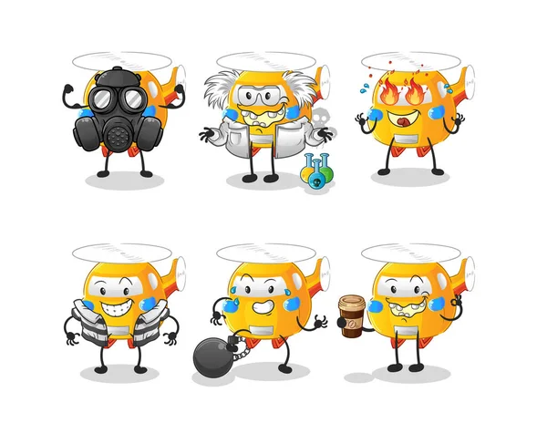 Personaje Del Grupo Villano Helicóptero Vector Mascota Dibujos Animados — Vector de stock