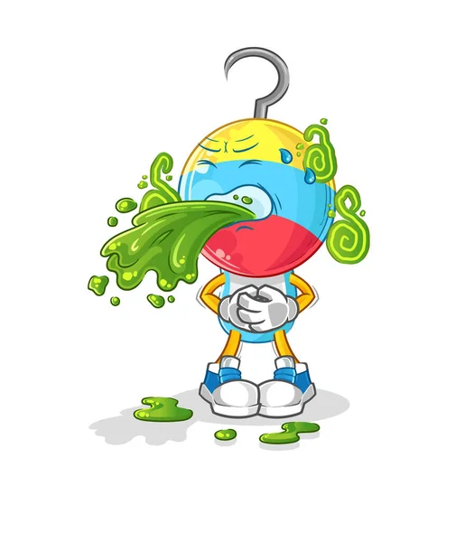 Fishing Bait Head Cartoon Throw Cartoon Mascot Vector — Archivo Imágenes Vectoriales