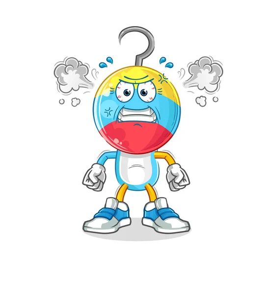 Fishing Bait Head Cartoon Very Angry Mascot Cartoon Vector — Image vectorielle