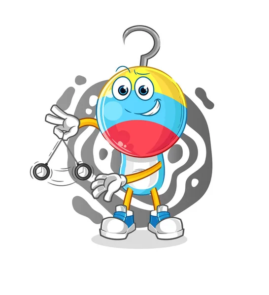 Fishing Bait Head Cartoon Hypnotizing Cartoon Mascot Vector — Image vectorielle