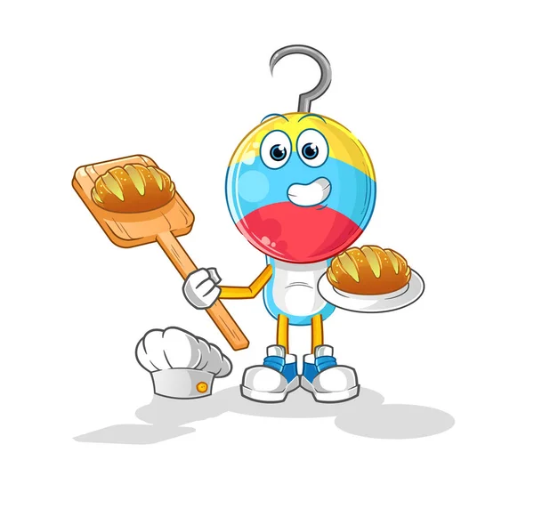 Fishing Bait Head Cartoon Baker Bread Cartoon Mascot Vector — Stock Vector