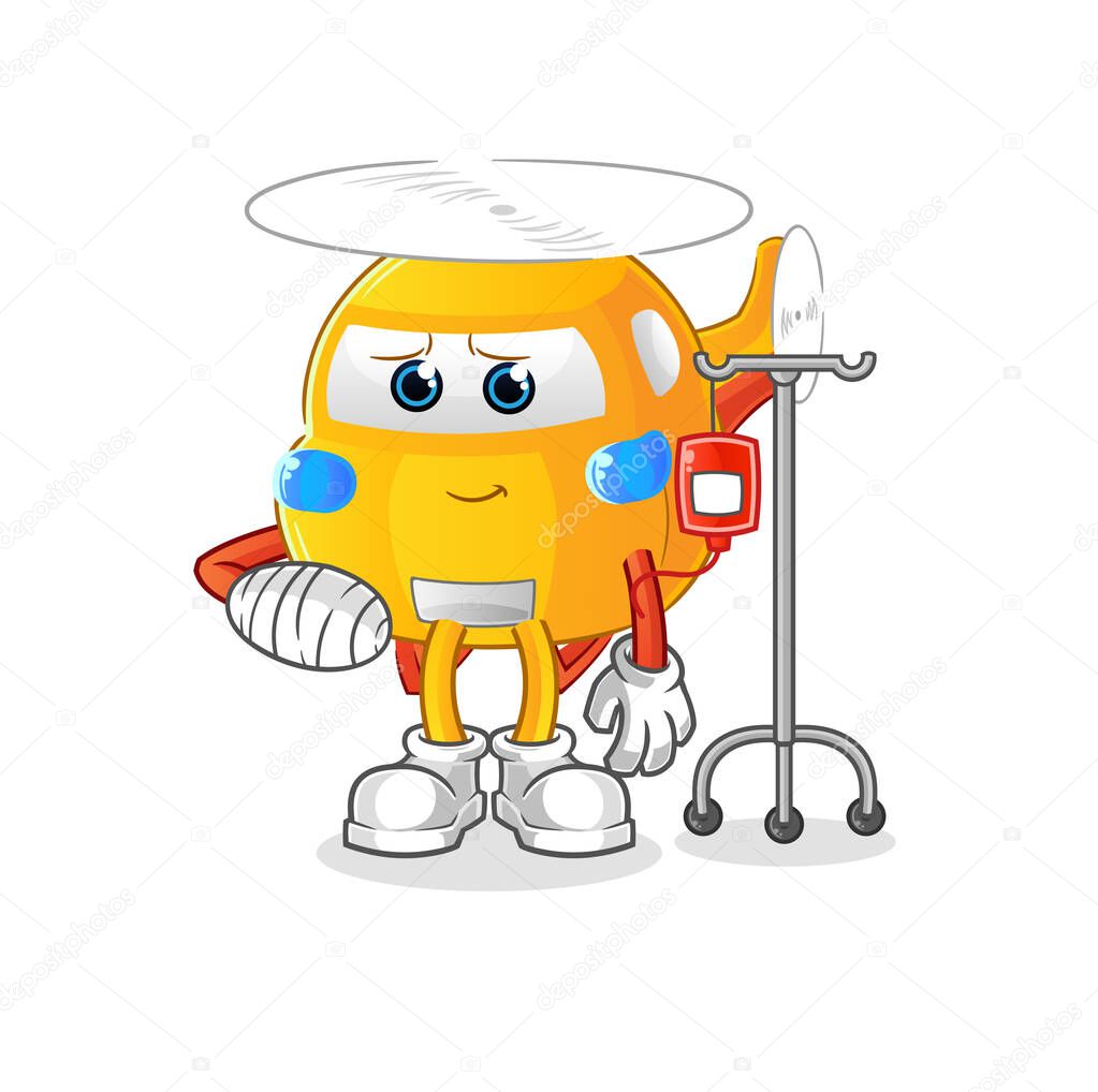 helicopter sick in IV illustration. character vector