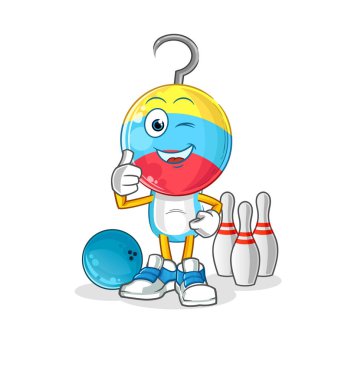 fishing bait head cartoon play bowling illustration. character vector