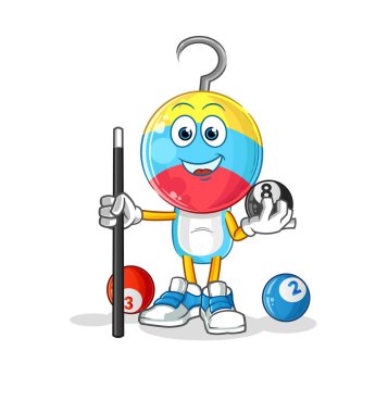 fishing bait head cartoon plays billiard character. cartoon vector