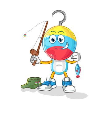 fishing bait head cartoon fisherman illustration. character vector