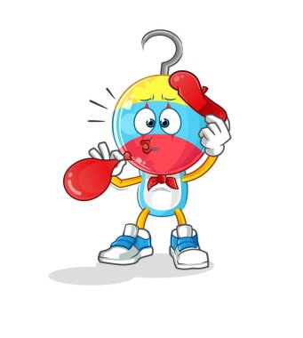 fishing bait head cartoon pantomime blowing balloon. cartoon vector