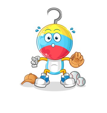 fishing bait head cartoon baseball Catcher. cartoon mascot vector