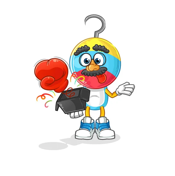 Fishing Bait Head Cartoon Prank Glove Box Cartoon Mascot — Stock Vector