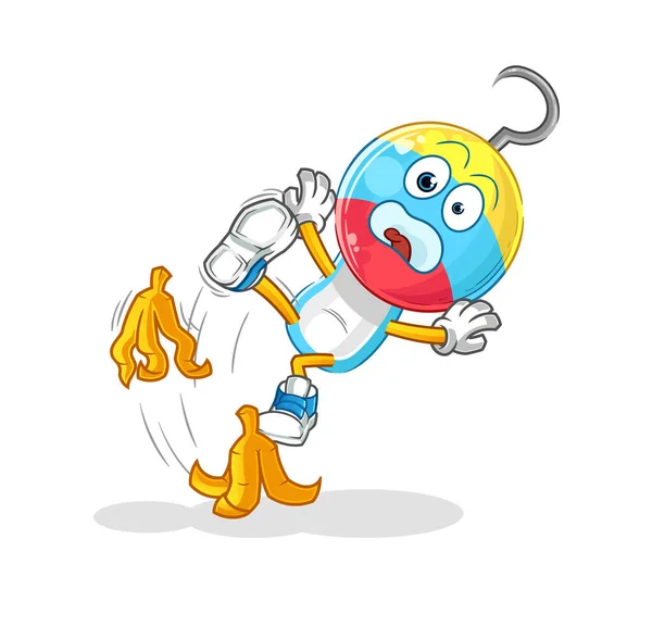 Fishing Bait Head Cartoon Slipped Banana Cartoon Mascot Vector — Stok Vektör