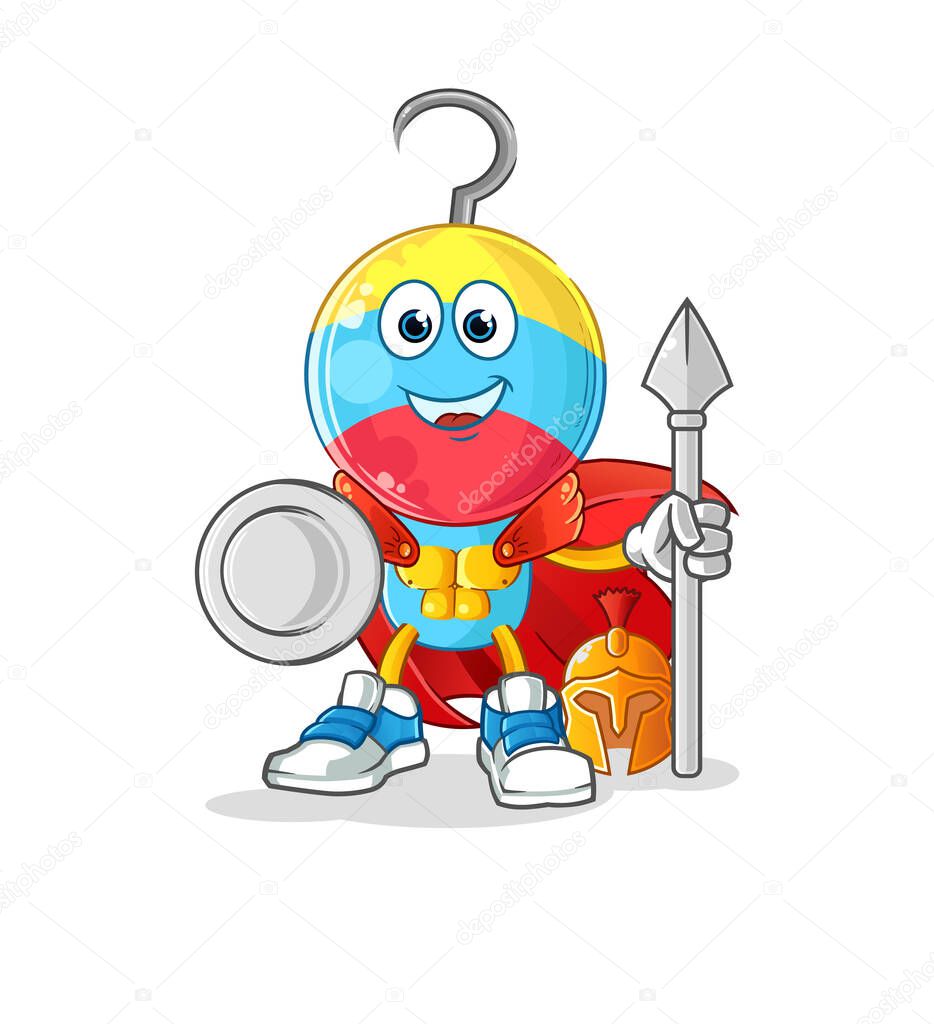 fishing bait head cartoon spartan character. mascot vector