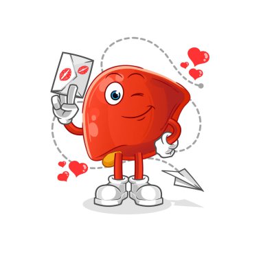 liver hold love letter illustration. character vector