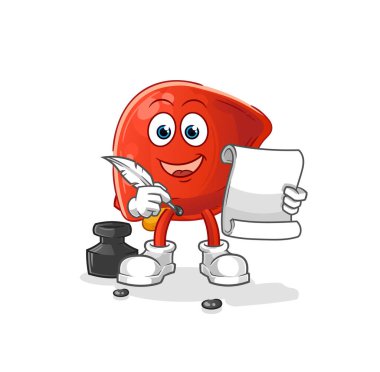 liver writer vector. cartoon character