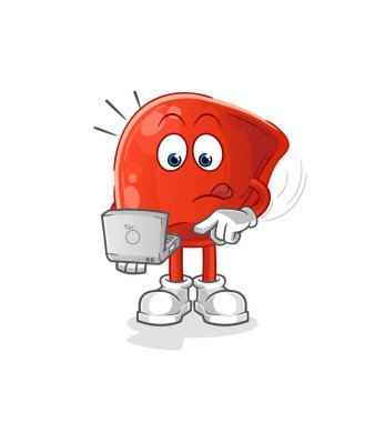 liver with laptop mascot. cartoon vector