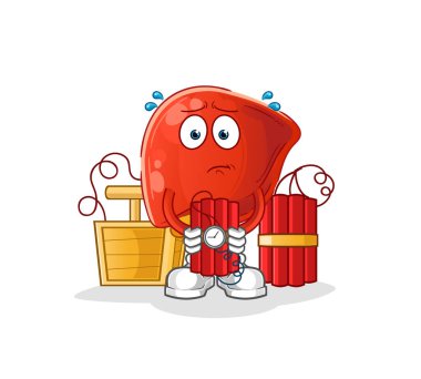 liver holding dynamite character. cartoon mascot vector