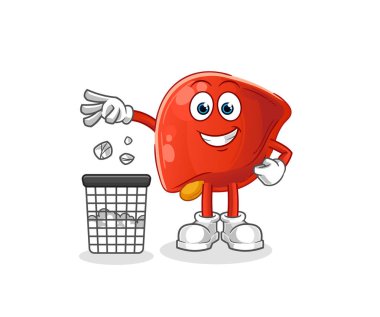 liver Throw garbage mascot. cartoon vector