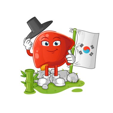 liver korean character. cartoon mascot vector